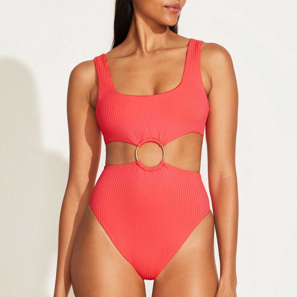 NWT Vitamin A The Icon One Piece Bathing Suit in Coral Glow